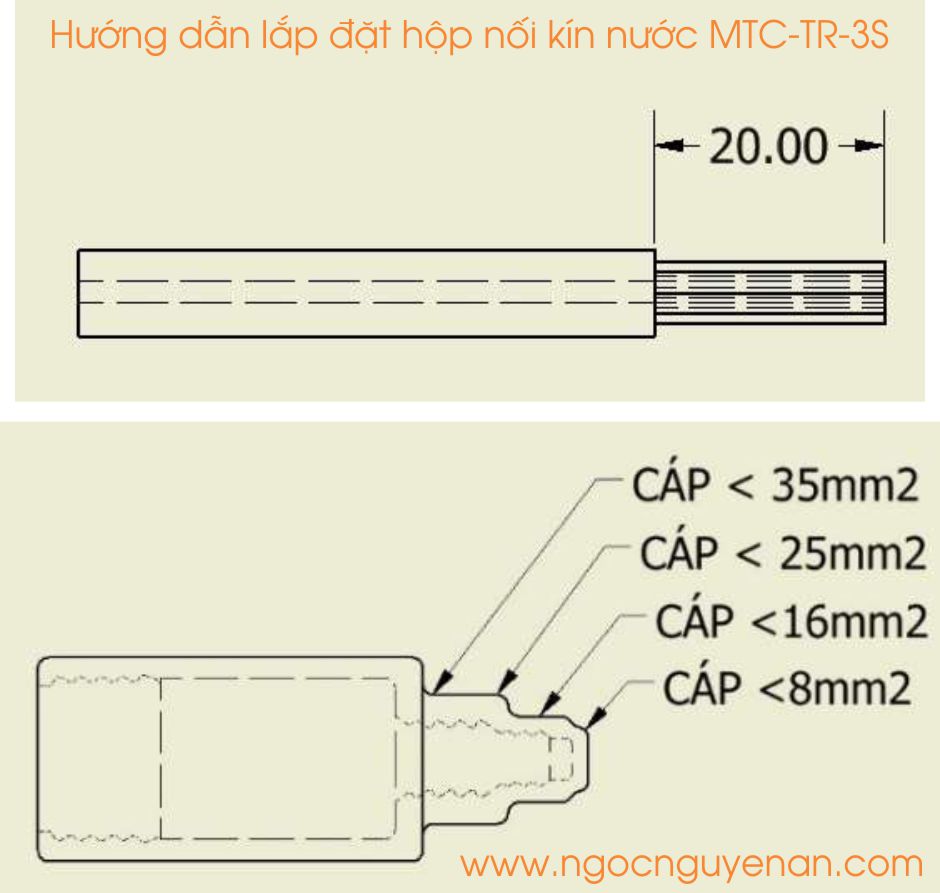 Cách lắp đặt hộp nối kín nước trụ đèn MTC-TR-3S