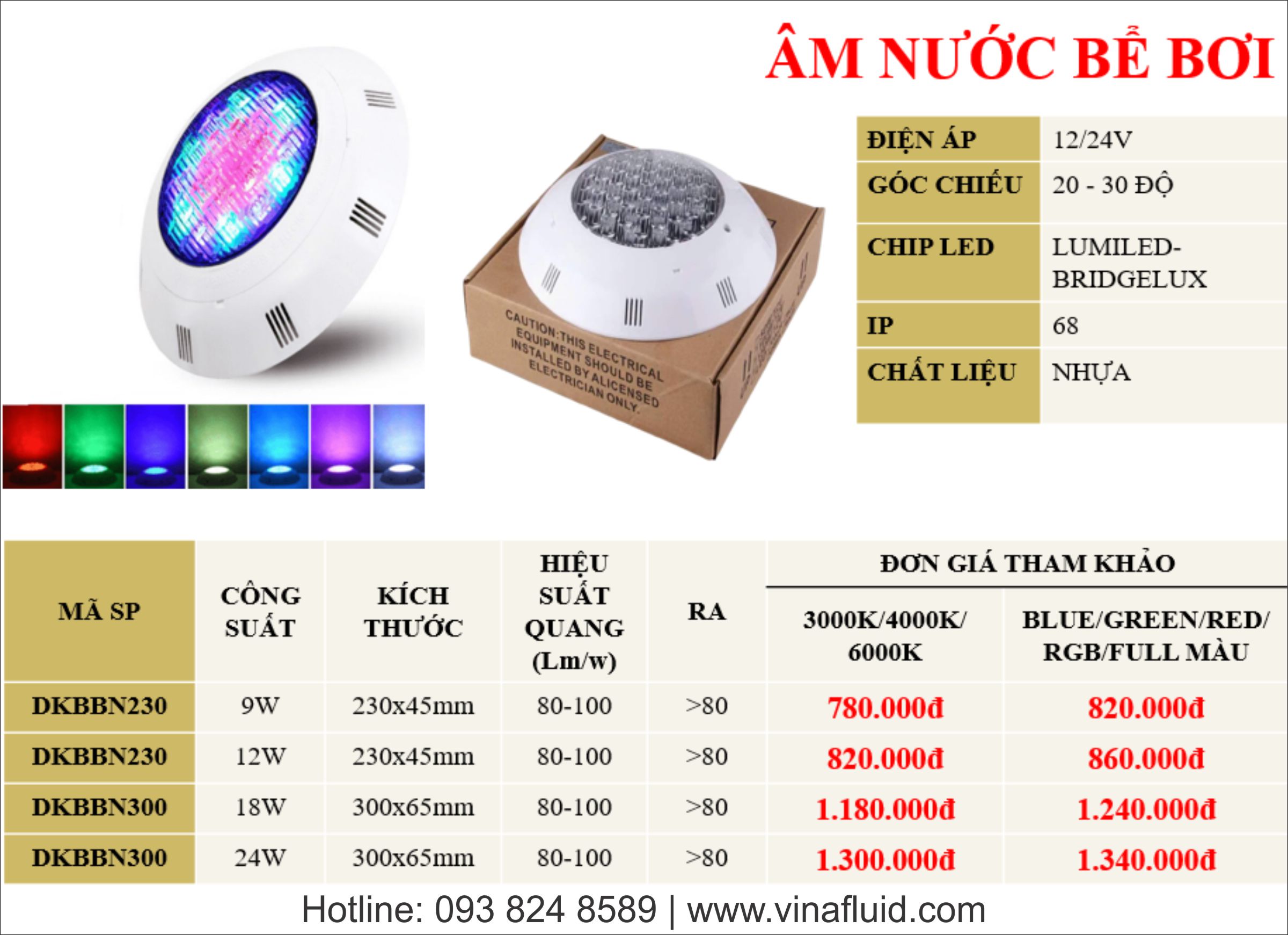 Đèn lắp hồ bơi vỏ nhựa