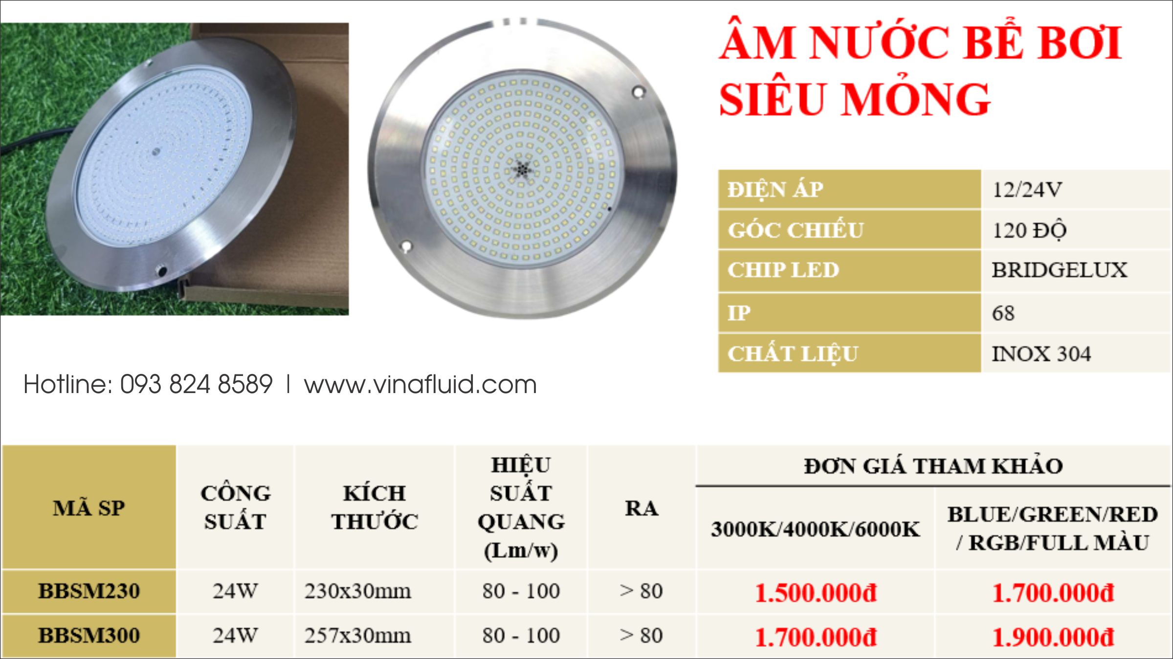 Đèn LED hồ bơi siêu mỏng ốp tường