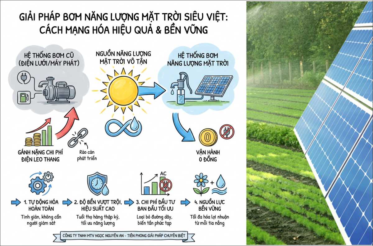 Bơm năng lượng mặt trời – Giải pháp chi phí vận hành 0 đồng