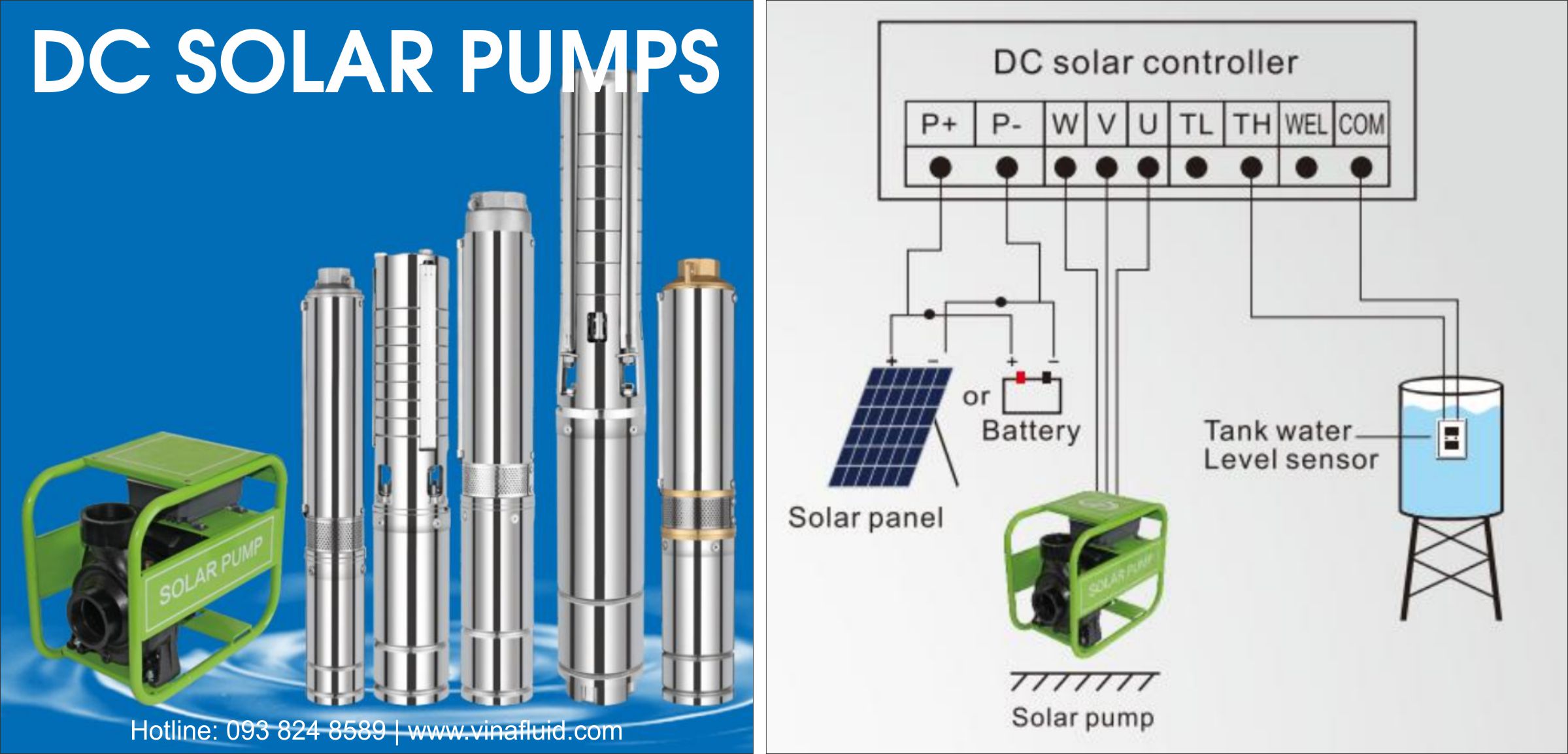 Máy bơm điện mặt trời DC ly tâm trục ngang