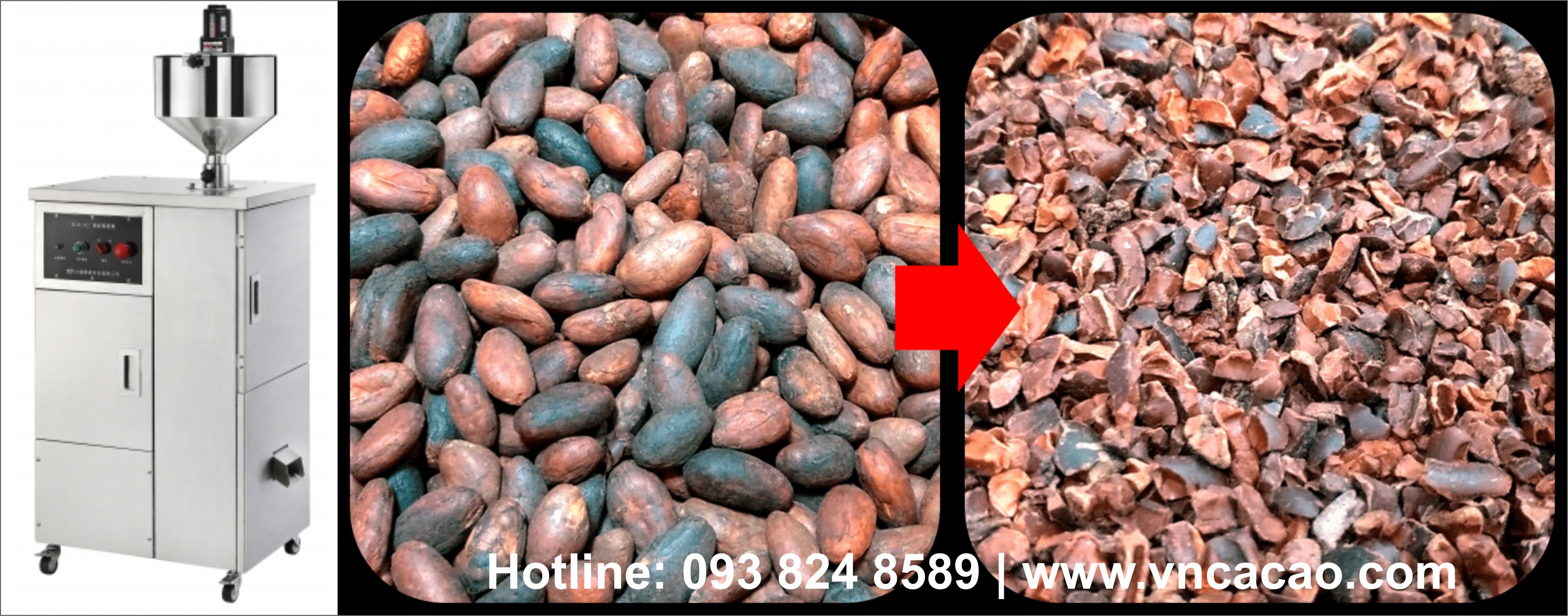 Máy Nghiền Bể và Tách Vỏ Lụa Hạt Ca Cao